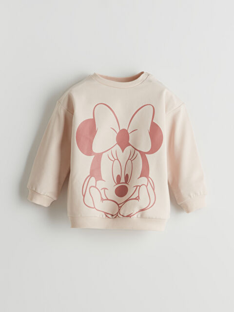 LCW baby Minnie Mouse Baskılı Kız Bebek Sweatshirt - S5HB06Z1-YWW