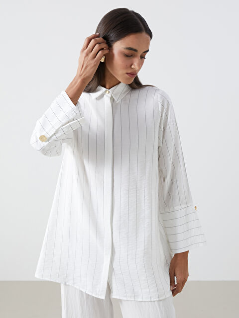 LCWAIKIKI Classic Çizgili Kadın Gömlek Tunik - S5HB27Z8-LEG