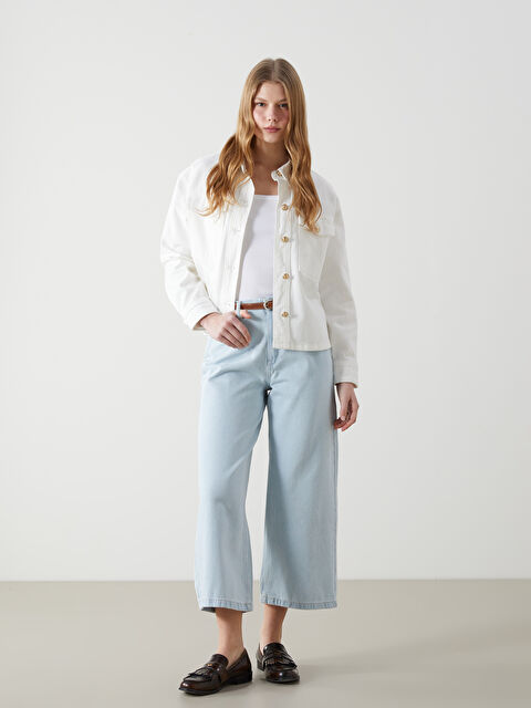 XSIDE Beli Kemerli Wideleg Kadın Jean Pantolon - S5HB31Z8-F1P