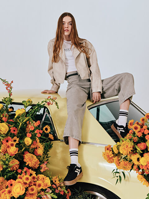 XSIDE Beli Kemerli Wideleg Kadın Jean Pantolon - S5HB31Z8-KAV