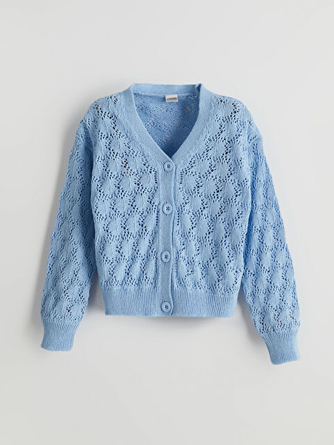 LCW Kids V Yaka Ajurlu Kız Çocuk Triko Hırka - S5HD41Z4-YTE