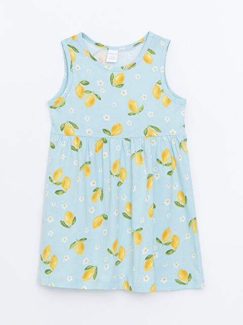 LCW ECO Bisiklet Yaka Limon Baskılı Kız Çocuk Elbise - S5HD48Z1-LQQ