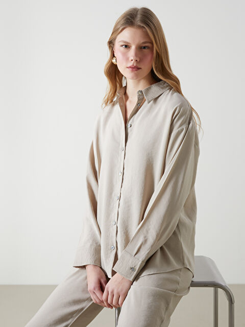 XSIDE Oversize Poplin Kadın Gömlek - S5HE45Z8-CR8