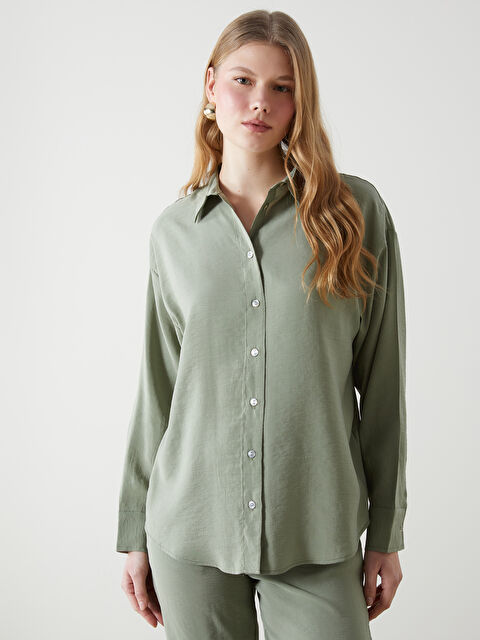 XSIDE Oversize Poplin Kadın Gömlek - S5HE45Z8-DAM