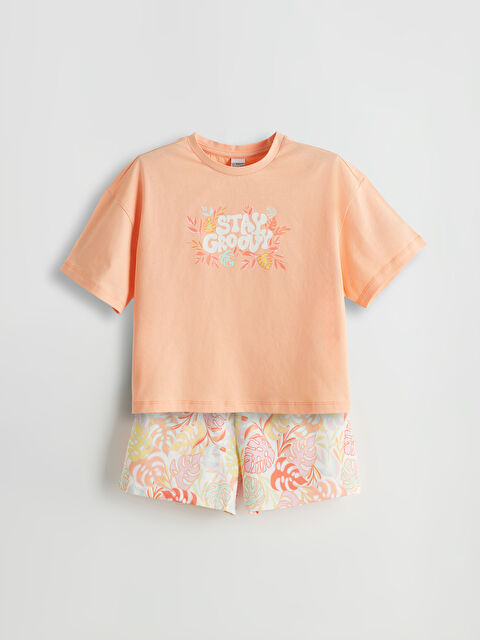 LCW Kids Crew Neck Girls T-Shirts and Shorts - S5HE48Z4-VVW