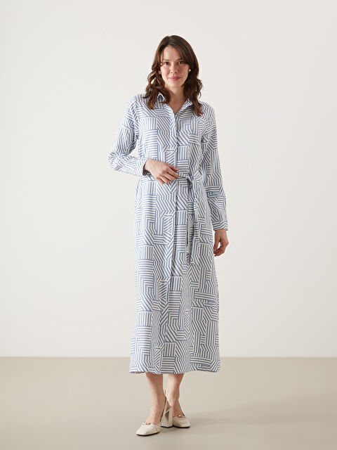 LCWAIKIKI Classic Striped Belted Women's Shirt Dress - S5HE50Z8-LQQ