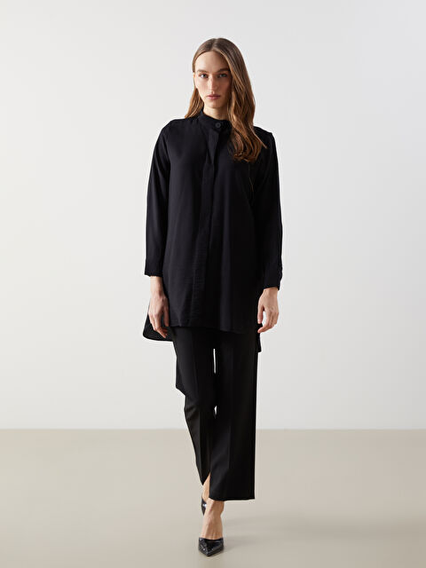LCWAIKIKI Classic Siyah Hakim Yaka Kadın Gömlek Tunik - S5HE53Z8