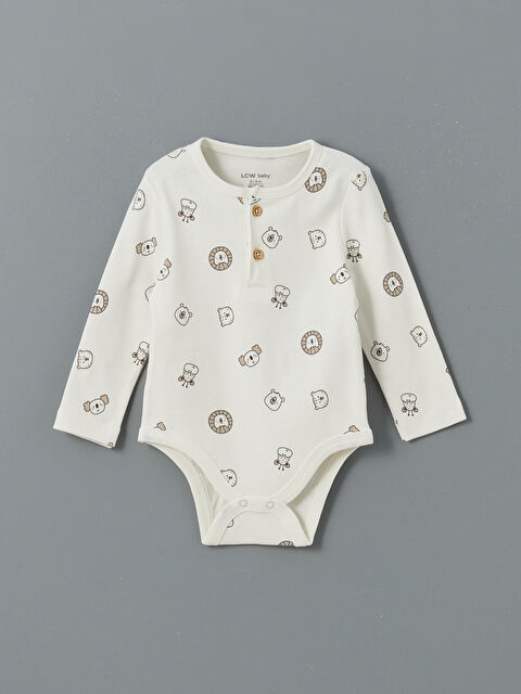 LCW baby Bisiklet Yaka Baskılı Erkek Bebek Çıtçıtlı Bodysuit - S5HE91Z1-LRB