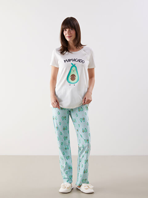 LCW DREAM Bisiklet Yaka Baskılı Hamile Pijama Takımı - S5HG21Z8-LTY