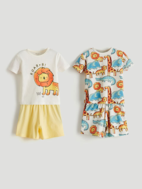 LCW baby Bisiklet Yaka Baskılı Erkek Bebek Pijama Takım 2'li - S5HG84Z1-FDU