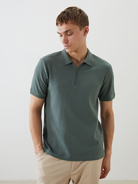 LCW Vision T-shirt Texturé à Col Polo Zippé pour Hommes - S5HH02Z8-SXQ