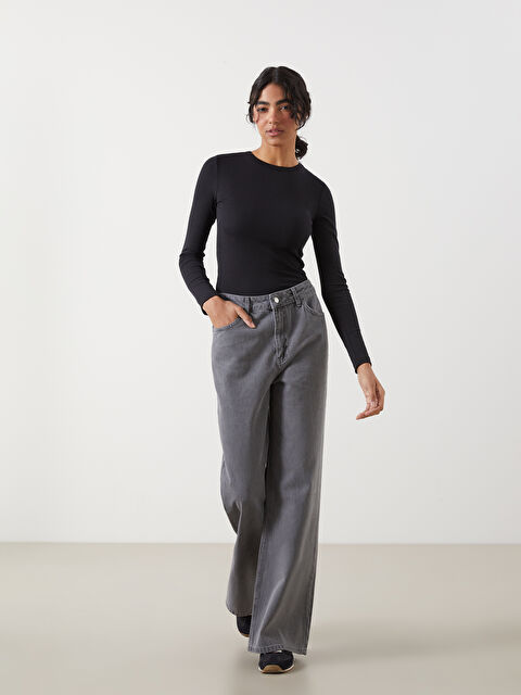 LCW Modest Wideleg Kadın Jean Pantolon - S5HJ37Z8-GRD