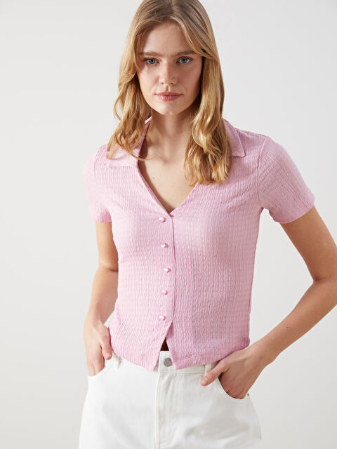 LCW Vision Polo Yaka Dokulu Kadın Bluz - S5HJ56Z8-G7H