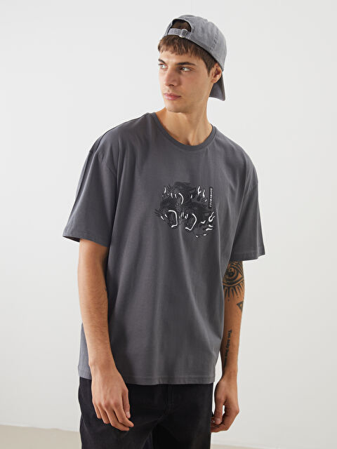 XSIDE Bisiklet Yaka Baskılı Penye Erkek Tişört - S5HK02Z8-YAN