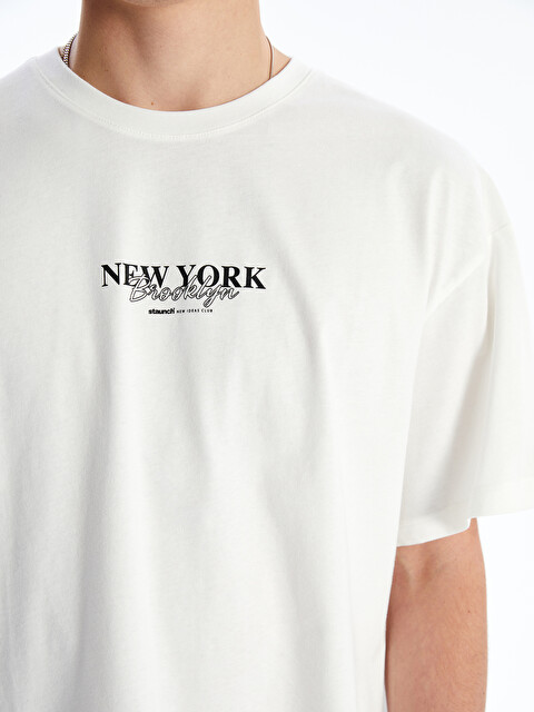 XSIDE Crew Neck New York Printed Jersey Men's T-Shirt - S5HK15Z8