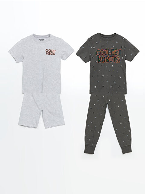 LCW Kids Bisiklet Yaka Baskılı Erkek Çocuk Pijama Takımı 2'li - S5HL19Z1-LRX