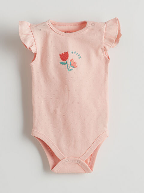 LCW baby Çiçek Nakışlı Kız Bebek Çıtçıtlı Body - S5HL55Z1-SB5