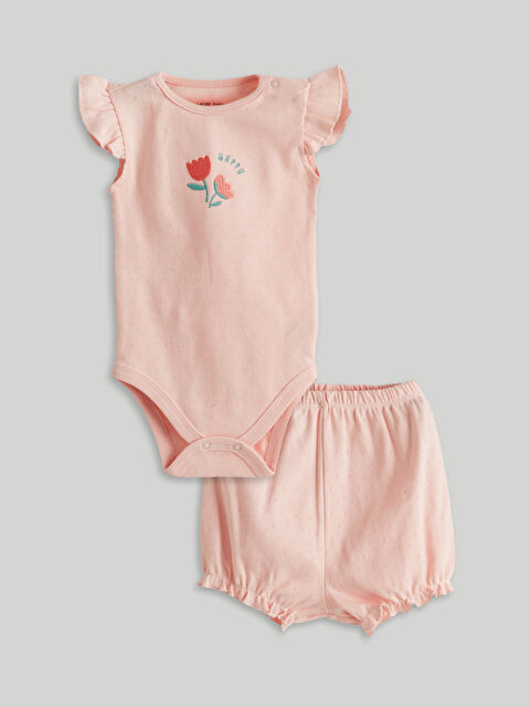 LCW baby Organik Kumaş Kız Bebek Çıtçıtlı Body ve Şort 2'li - S5HL58Z1-SB5