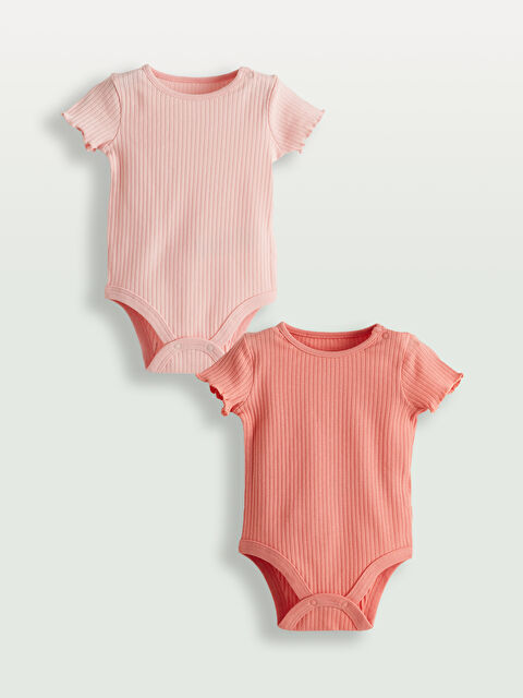 LCW baby Organik Kumaş Kız Bebek Çıtçıtlı Bodysuit 2'li - S5HL70Z1-SB5