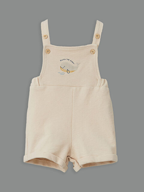 LCW baby Kare Yaka Nakışlı Erkek Bebek Salopet - S5HL74Z1-YWW