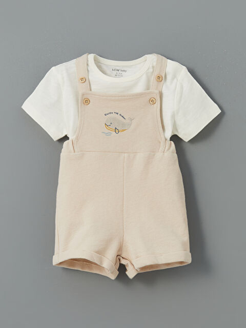 LCW baby Organik Kumaş Erkek Bebek Salopet ve Tişört 2'li - S5HL77Z1-YWW