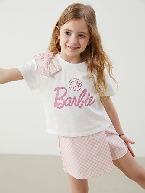 LCW Kids Barbie Baskılı Kız Çocuk Bluz ve Etek 2'li - S5HL93Z1-R9J