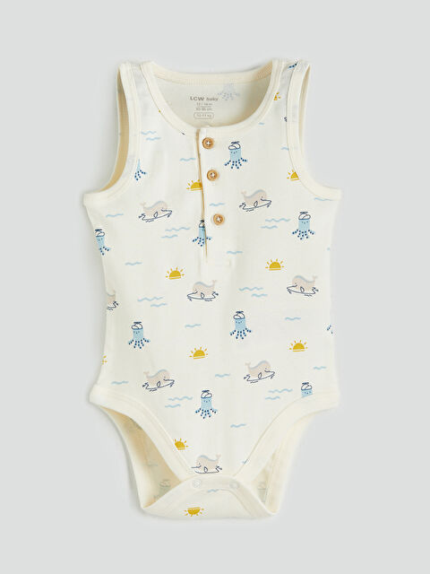 LCW baby Bisiklet Yaka Baskılı Erkek Bebek Çıtçıtlı Body - S5HM07Z1-LRA