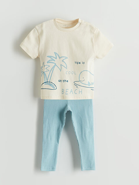 LCW baby Organik Kumaş Erkek Bebek Tişört ve Pantolon 2'li - S5HM14Z1-FDL