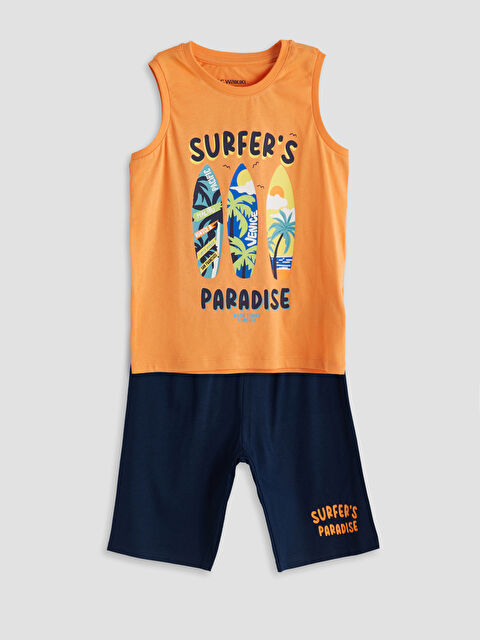 LCW Kids Baskılı Erkek Çocuk Şortlu Pijama Takımı - S5HM29Z1-FKL