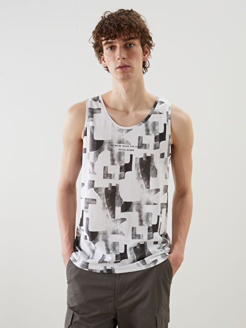 XSIDE Bisiklet Yaka Baskılı Erkek Kolsuz Tişört - S5HM95Z8-Q6K