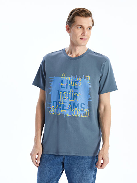 LCW ECO Bisiklet Yaka Düz Grafitili Erkek Tişört - S5HP65Z8-H8X