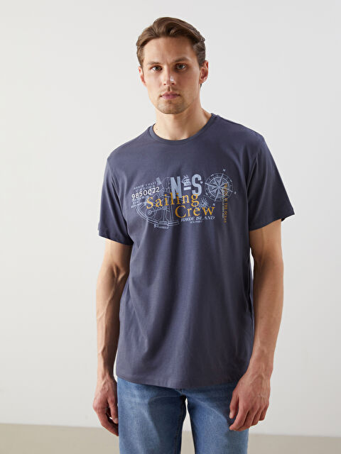 LCW ECO Crew Neck Short Sleeve Printed Combed Cotton Men's T-shirt - S5HP72Z8-HJV