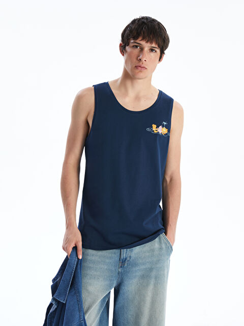 XSIDE Bisiklet Yaka Garfield Baskılı Erkek Kolsuz Tişört - S5HQ74Z8-HFH