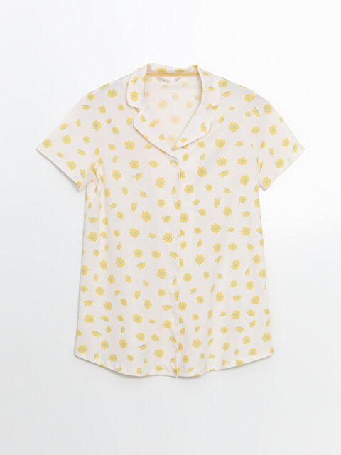 LCW DREAM Gömlek Yaka Çiçekli Hamile Pijama Üstü - S5HQ81Z8-LT6