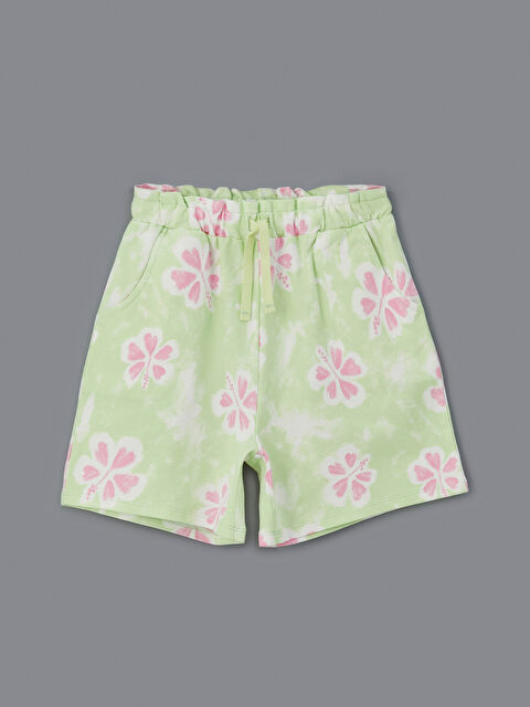 LCW Kids Beli Lastikli Kız Çocuk Çiçekli Şort