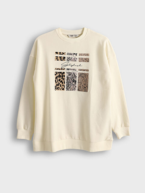 LCWAIKIKI Classic Crew Neck Printed Women's Sweatshirt Tunic - S5HT17Z8-FEW