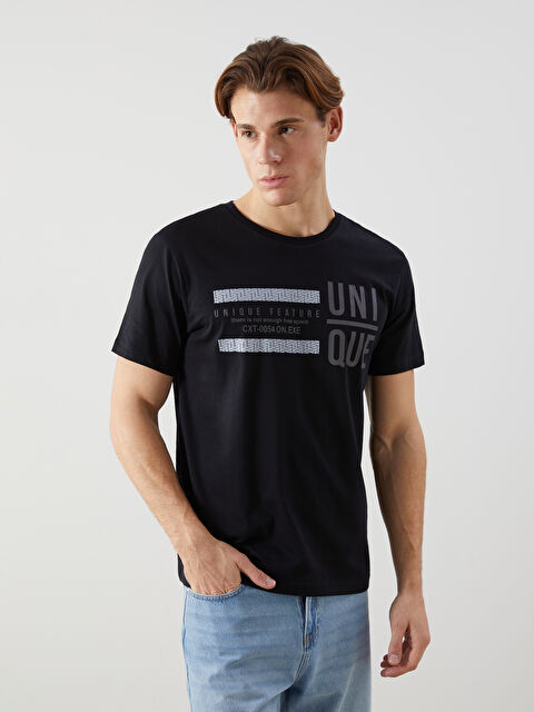 LCW ECO Bisiklet Yaka Kısa Kollu Baskılı Penye Erkek Tişört - S5HT68Z8-CVL