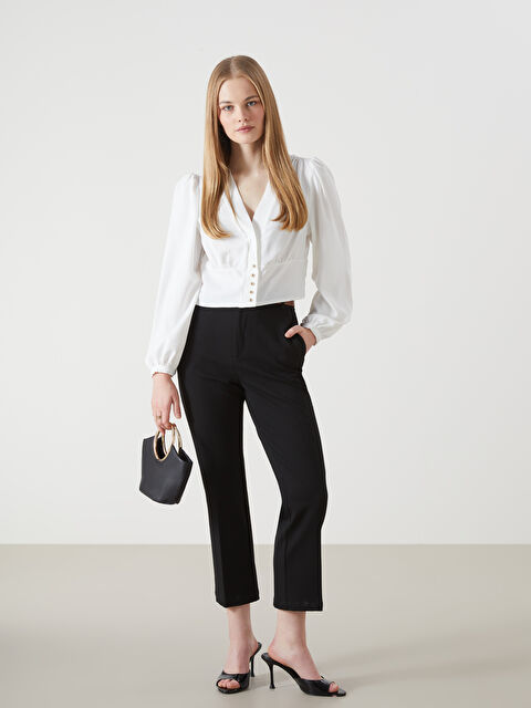 LCW Vision Beli Kemerli Dar Fit Kadın Pantolon - S5HV11Z8-CVL