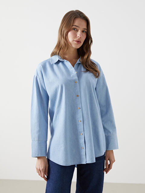 LCW Modest Kadın Jean Gömlek Tunik - S5HV32Z8-VAS