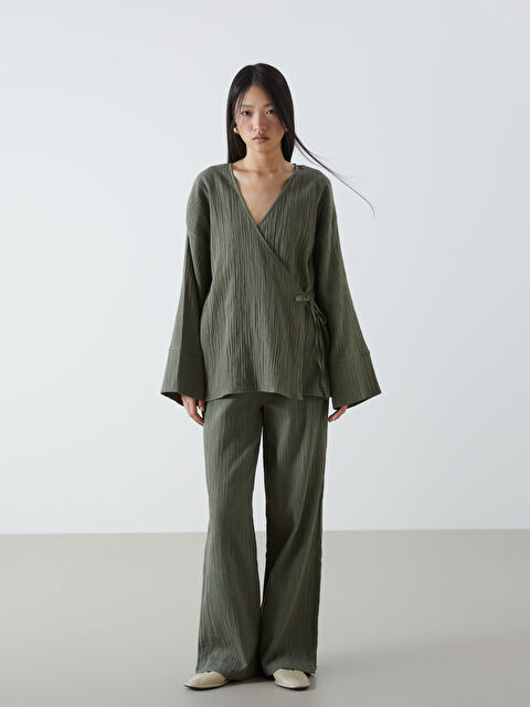 LCW Vision Beli Lastikli Dokulu Kadın Pantolon - S5HV43Z8-Z1B