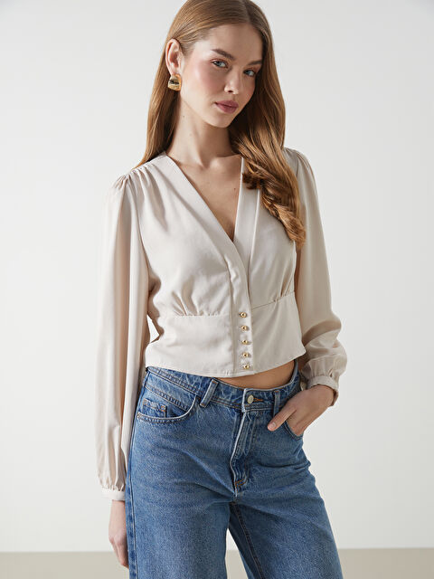 LCW Vision V Yaka Kadın Bluz - S5HV47Z8-ELJ