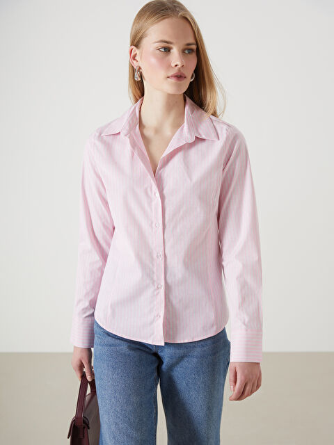 LCW Vision Çizgili Poplin Kadın Gömlek - S5HV49Z8-LHK