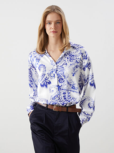 LCW Vision Çiçekli Oversize Kadın Gömlek - S5HV99Z8-LSJ
