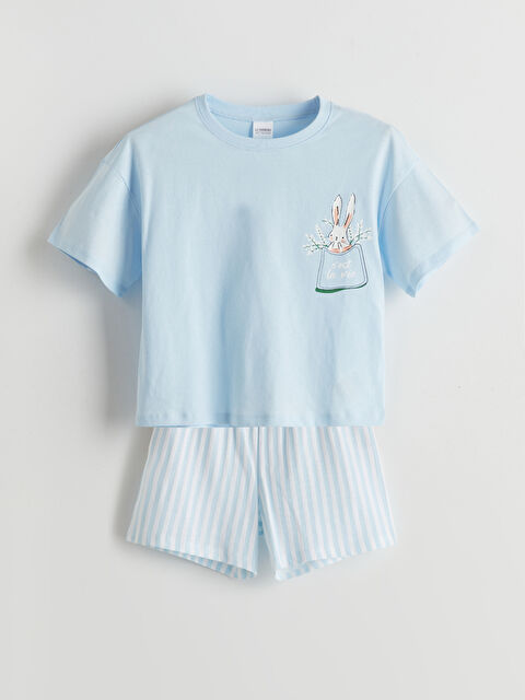 LCW Kids Crew Neck Girls' Shortie Pyjama Set - S5HY05Z4-QXE