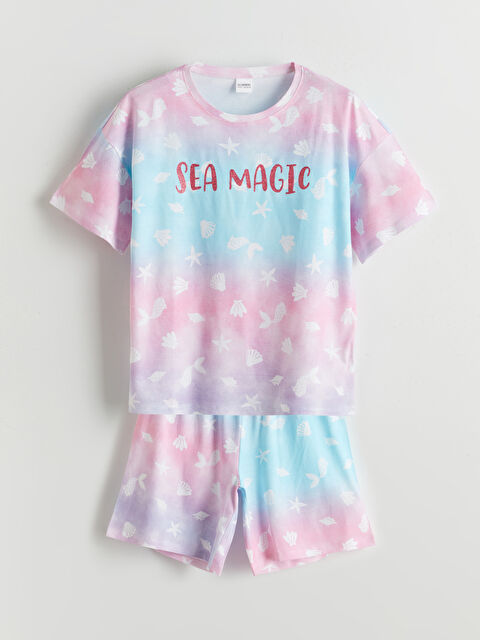 LCW Kids Crew Neck Girls' Shortie Pyjama Set - S5HY58Z4-LT4