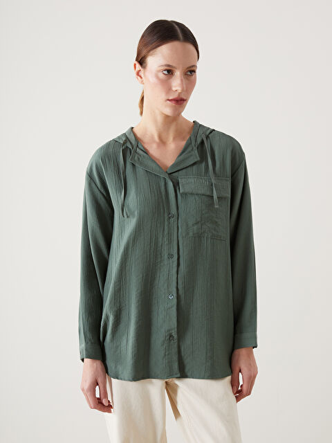 LCW Modest Kapüşonlu Dokulu Oversize Krinkle Kadın Tunik - S5I010Z8-K0R