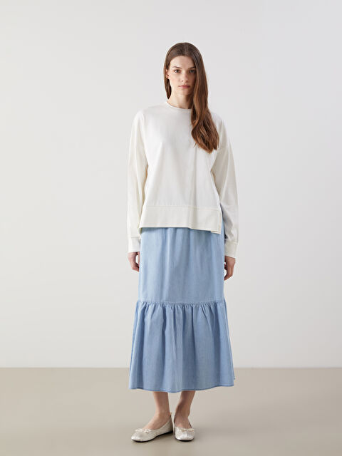 LCW Modest Beli Lastikli Kadın Jean Etek - S5I048Z8-311