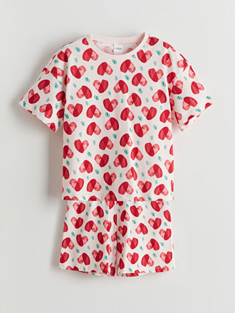 LCW Kids Komplet kratke pidžame za devojčice sa okruglim izrezom