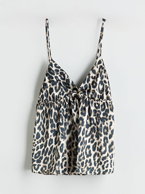 LCW DREAM Leopar Desenli İp Askılı Saten Kadın Pijama Üst - S5I075Z8-LQY