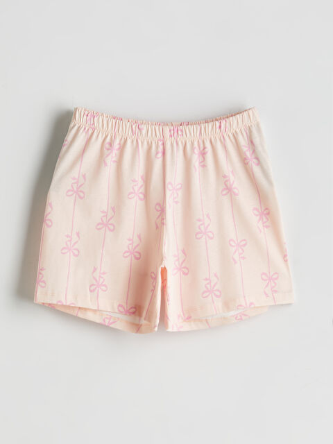 LCW Kids Beli Lastikli Fiyonk Baskılı Kız Çocuk Pijama Şort - S5I097Z4-LT4